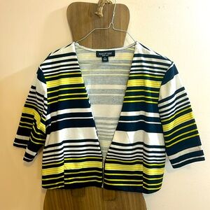 Perceptions New York XL Shrug Cover Up Blue Navy Yellow and White